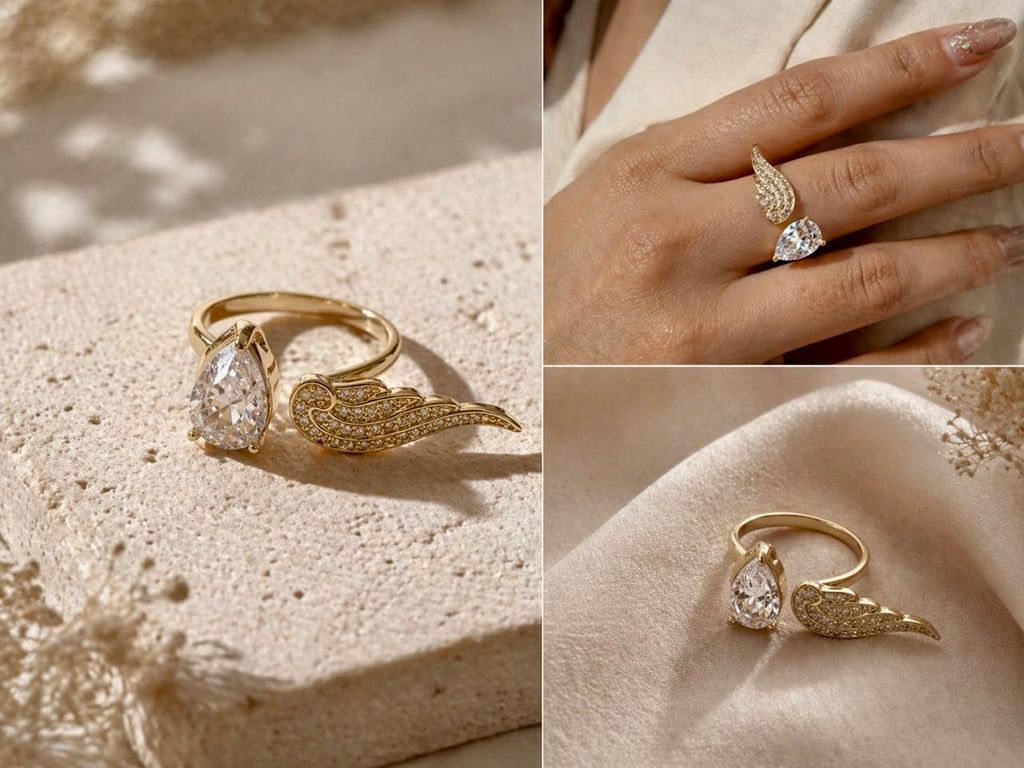 Seraphina Wing Pear Ring