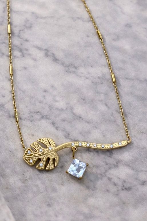 Verde Crystal Leaf Necklace