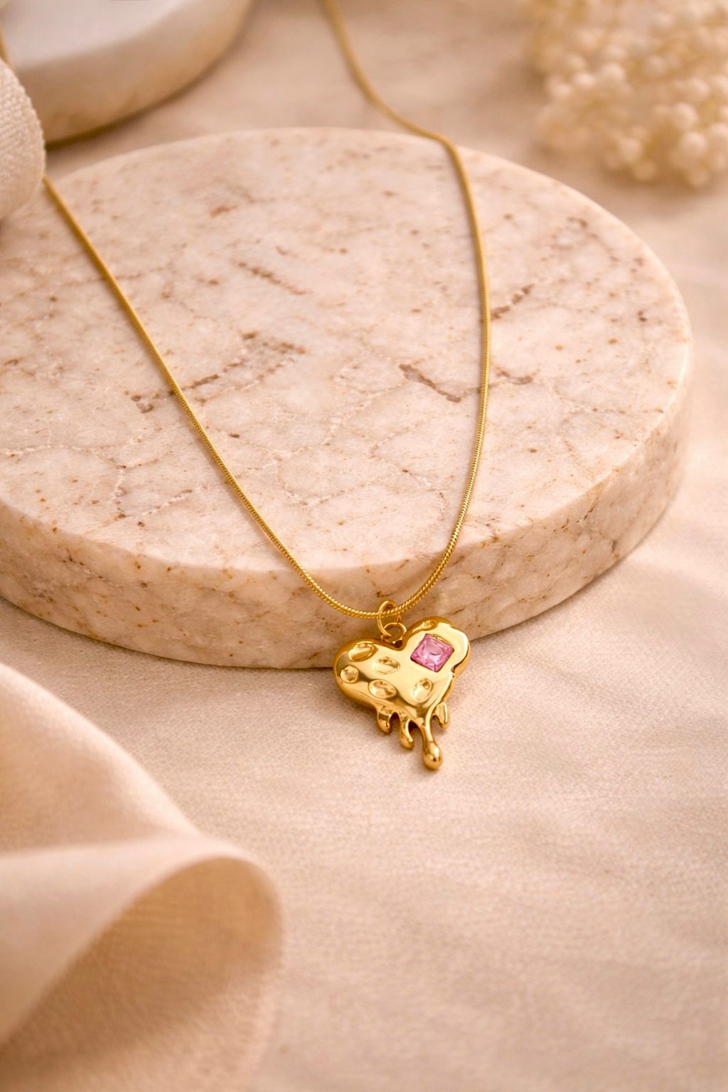 Blush Melt Heart Necklace