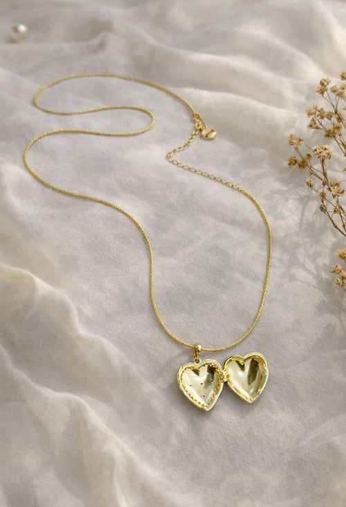 Aqua Blue Heart Enamel Locket Necklace