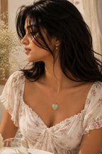 Aqua Blue Heart Enamel Locket Necklace