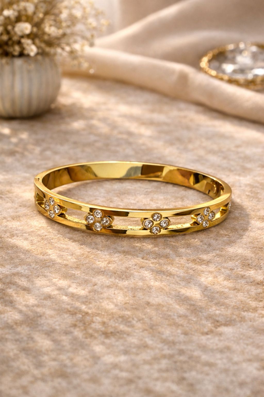 Floral Charm Bangle Bracelet