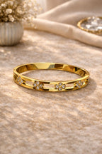 Floral Charm Bangle Bracelet