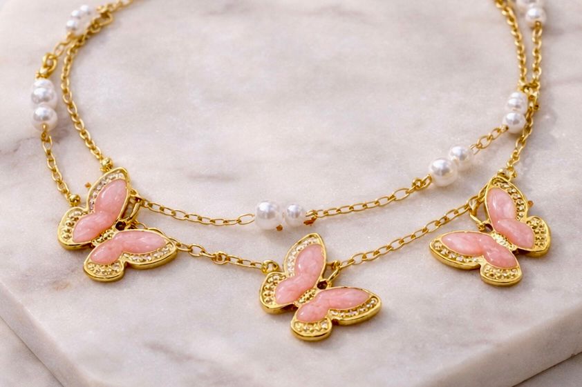 Butterfly Pearl Layer Bracelet