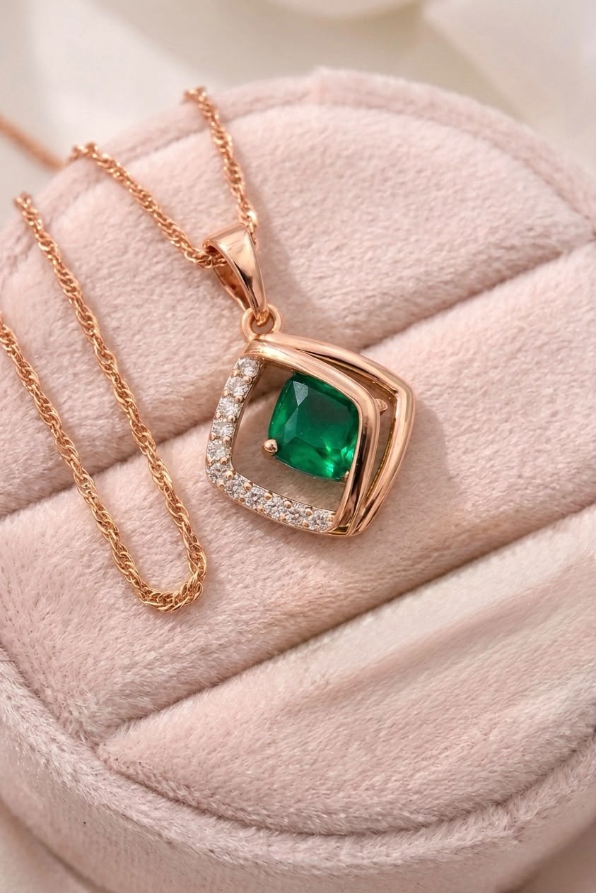 Emerald Halo Pendant