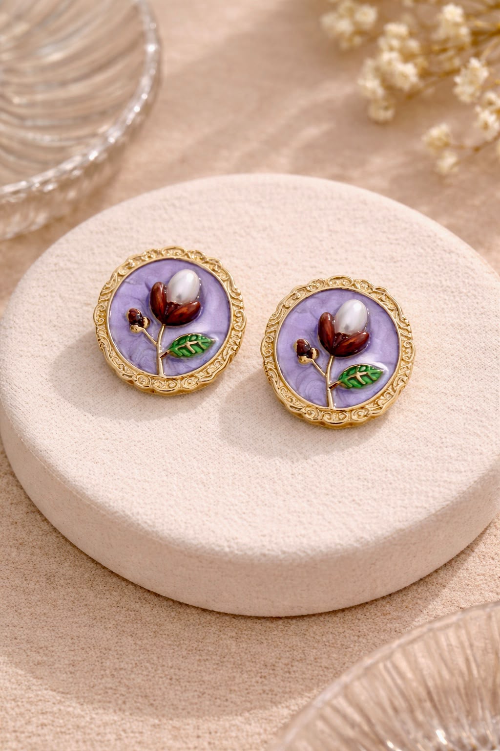 Vintage Bloom Enamel Stud