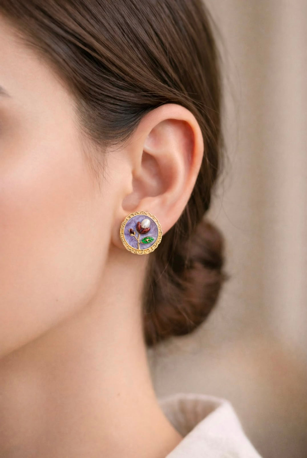 Vintage Bloom Enamel Stud