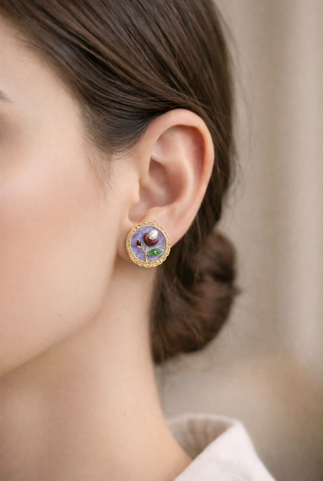 Vintage Bloom Enamel Stud