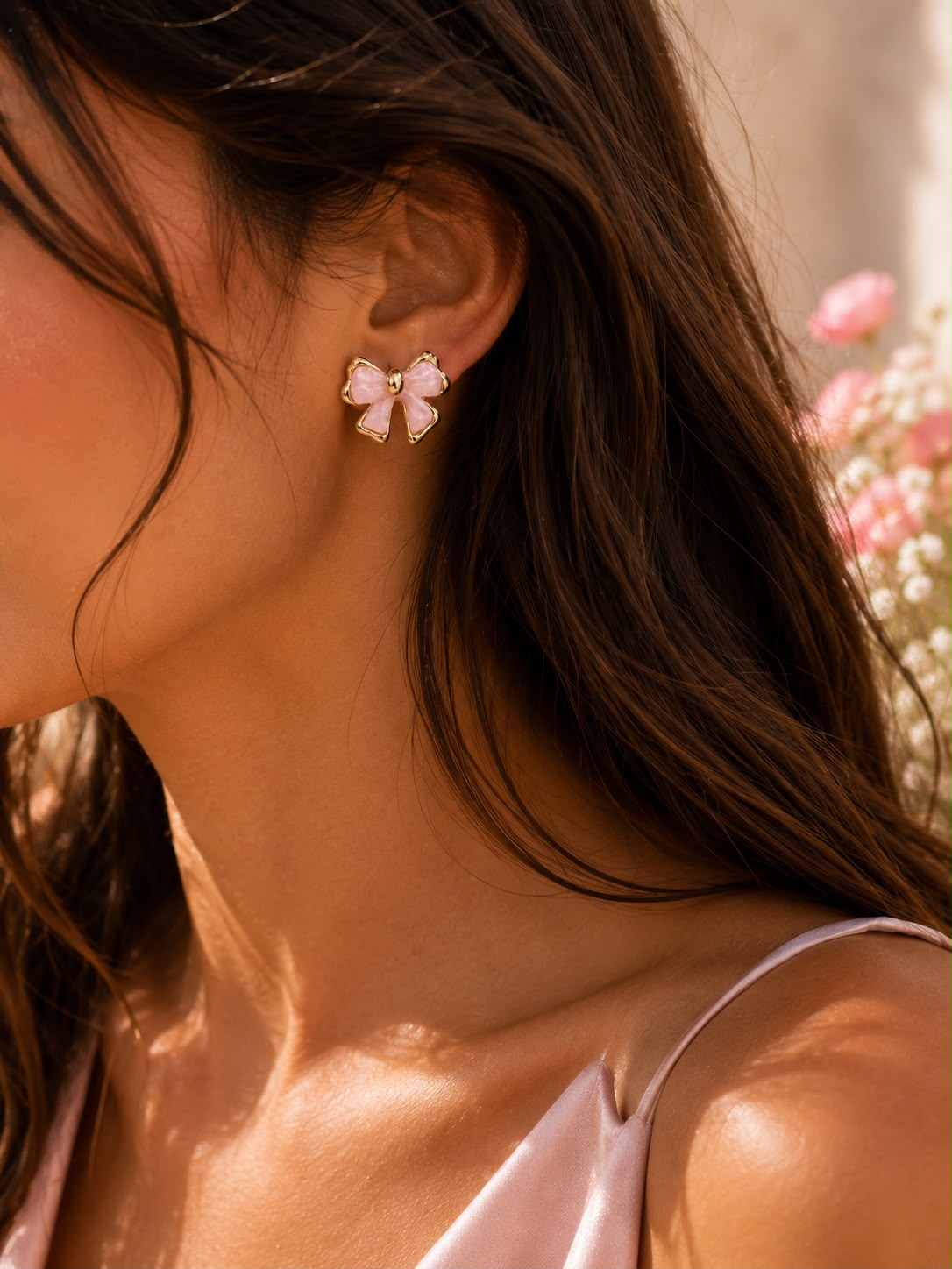Blush Bow Stud