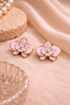 Blush Floral Crystal Stud