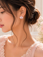 Blush Floral Crystal Stud