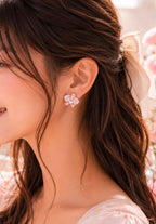 Blush Floral Crystal Stud