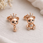 Royal Teddy Charm Studs