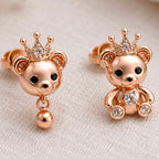 Royal Teddy Charm Studs