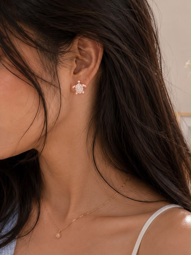 Galaxy Turtle Charm Studs