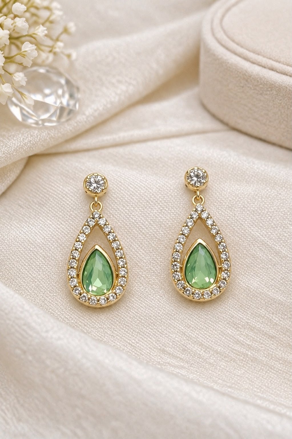 Emerald Glow Drop Studs