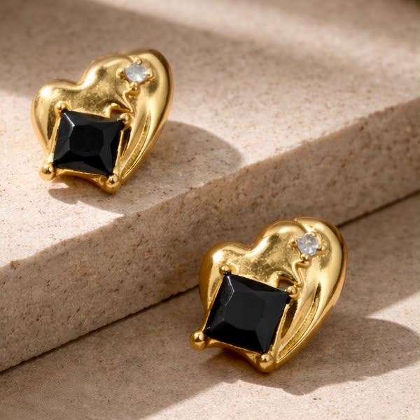 Midnight Heart Studs