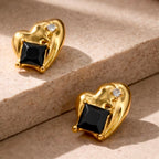 Midnight Heart Studs