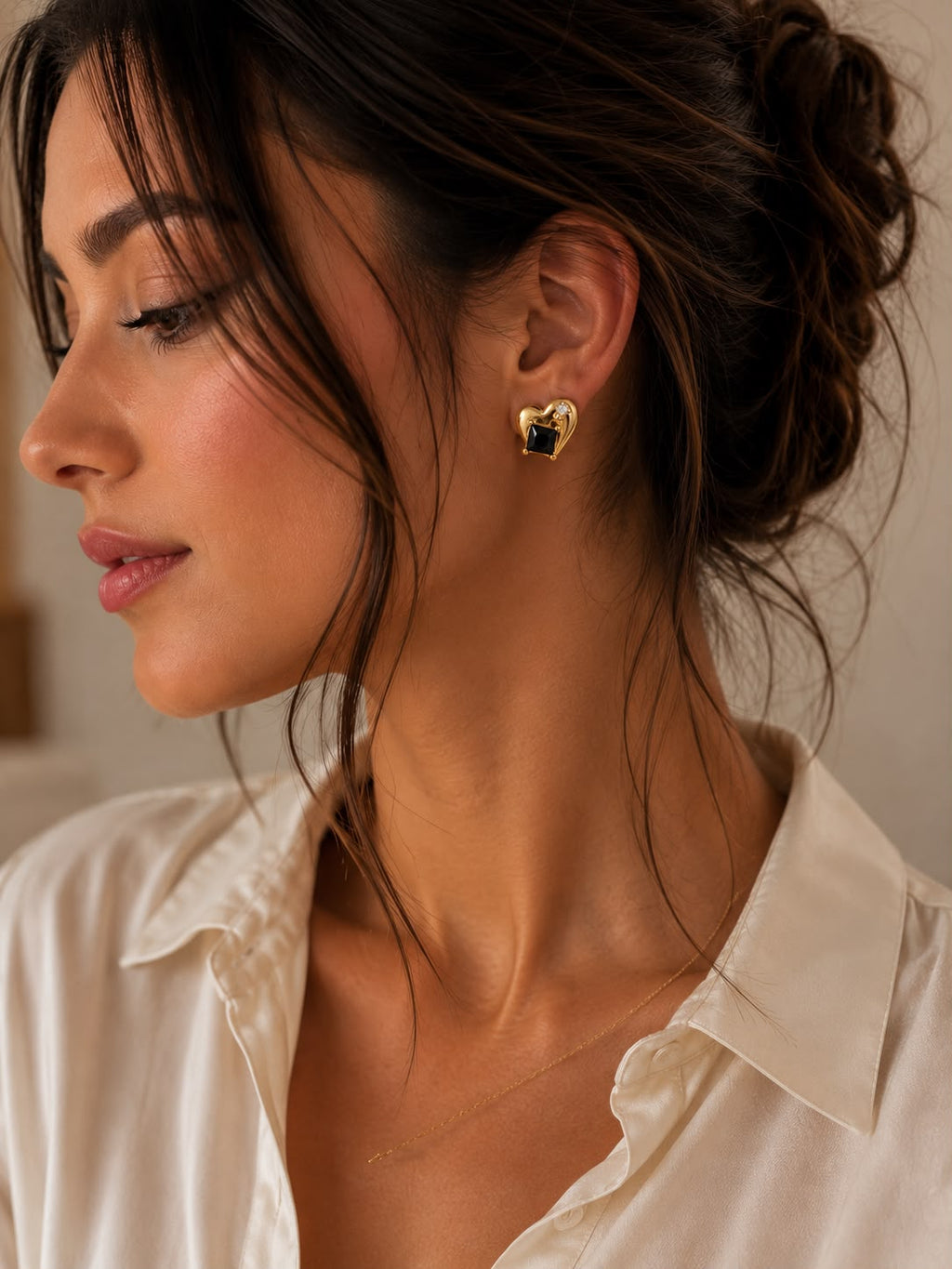 Midnight Heart Studs
