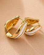 Cream Ivory Stroke Enamel Hoop