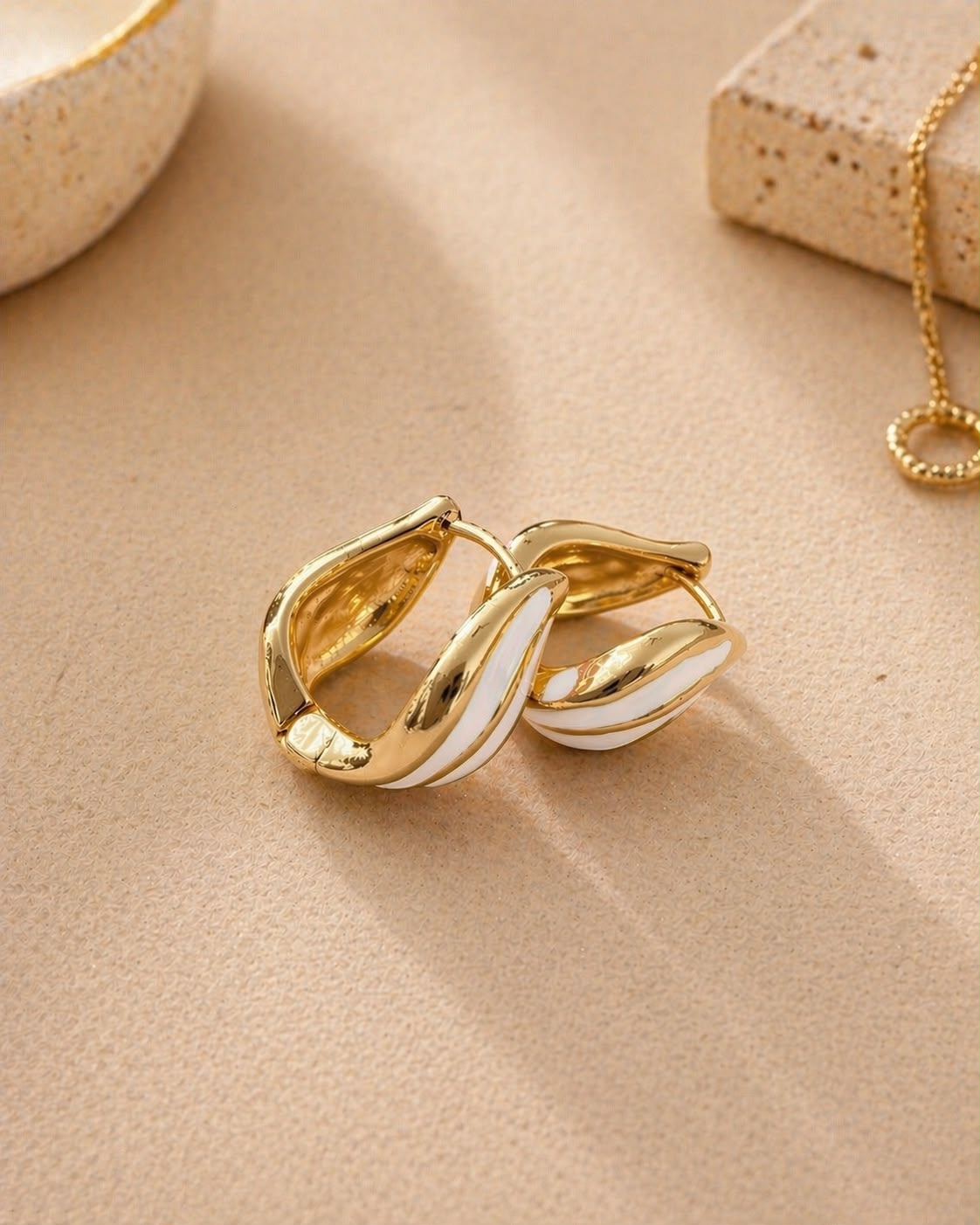 Cream Ivory Stroke Enamel Hoop