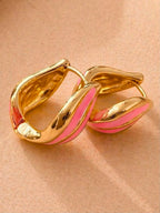 Coral Pink Stroke Enamel Hoop