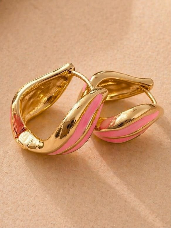 Coral Pink Stroke Enamel Hoop