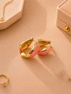 Coral Pink Stroke Enamel Hoop