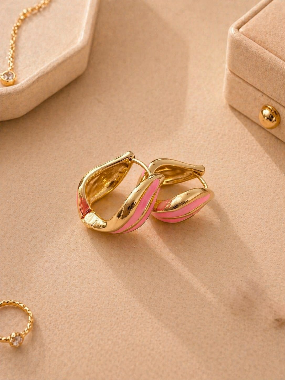 Coral Pink Stroke Enamel Hoop
