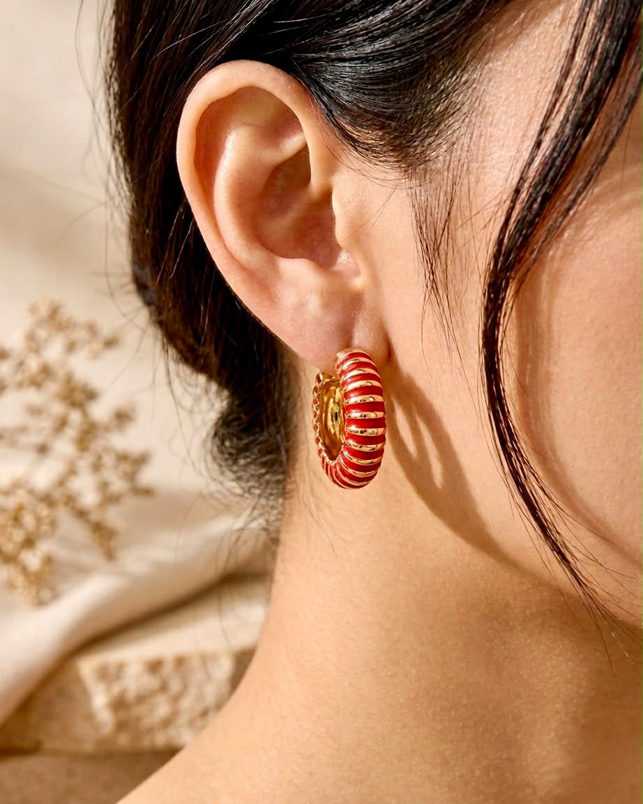 Red Stripe Enamel Hoop