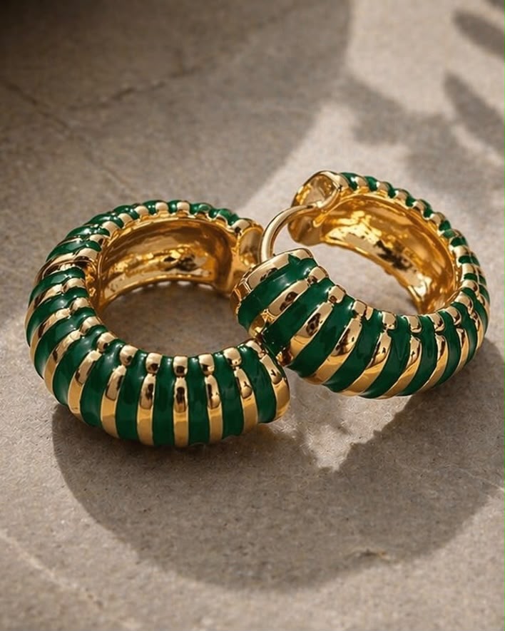 Green Stripe Enamel Hoop