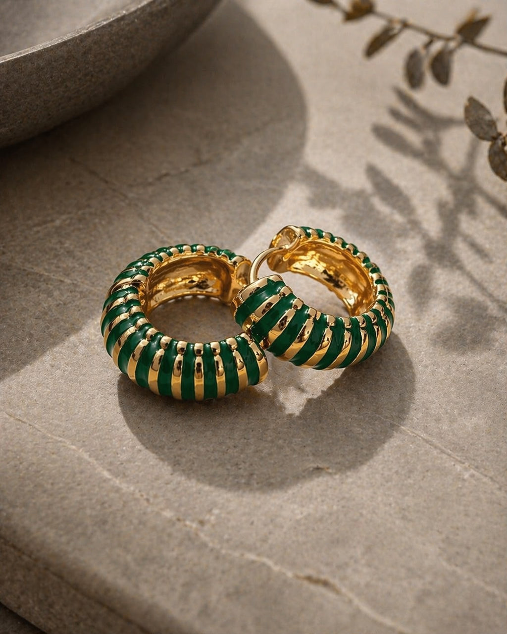 Green Stripe Enamel Hoop