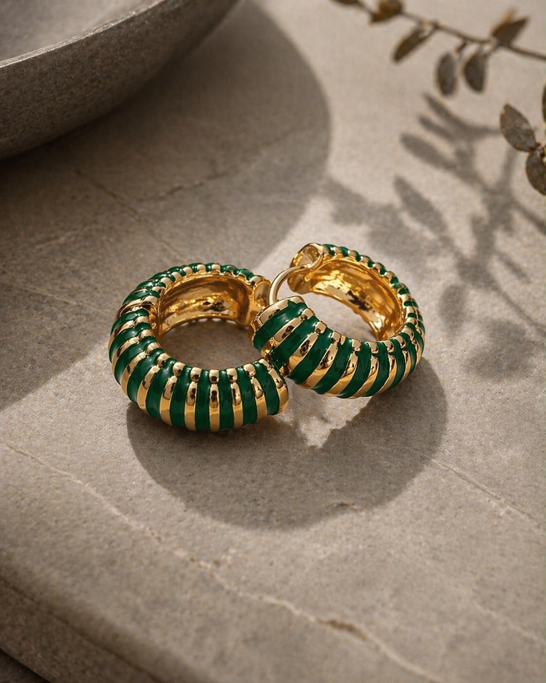 Green Stripe Enamel Hoop
