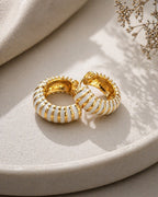 Ivory Stripe Enamel Hoop