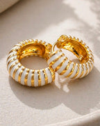 Ivory Stripe Enamel Hoop