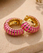 Pink Stripe Enamel Hoop