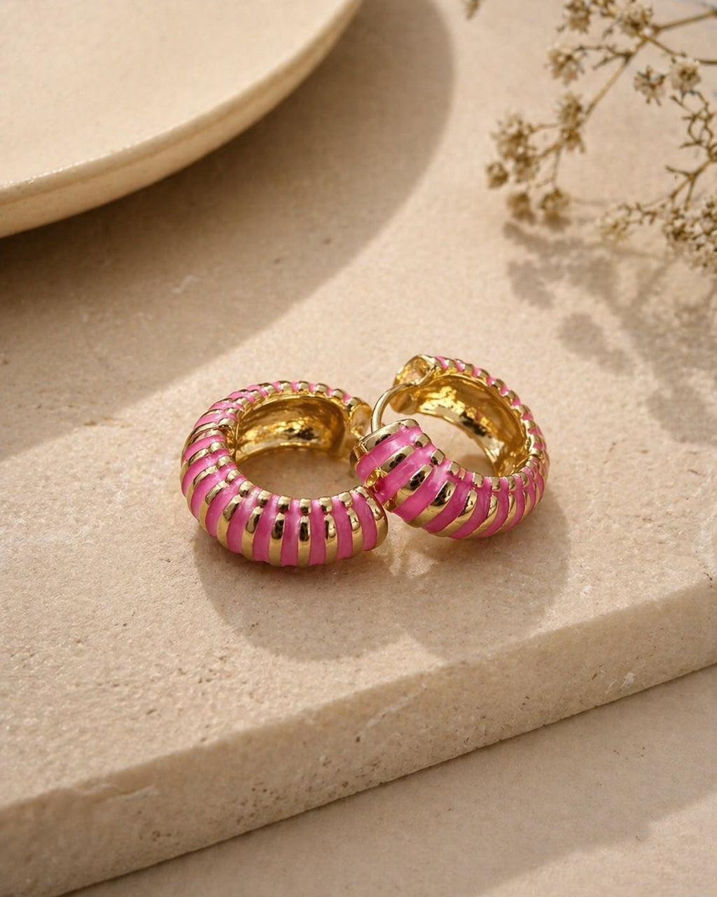 Pink Stripe Enamel Hoop