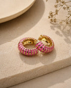 Pink Stripe Enamel Hoop