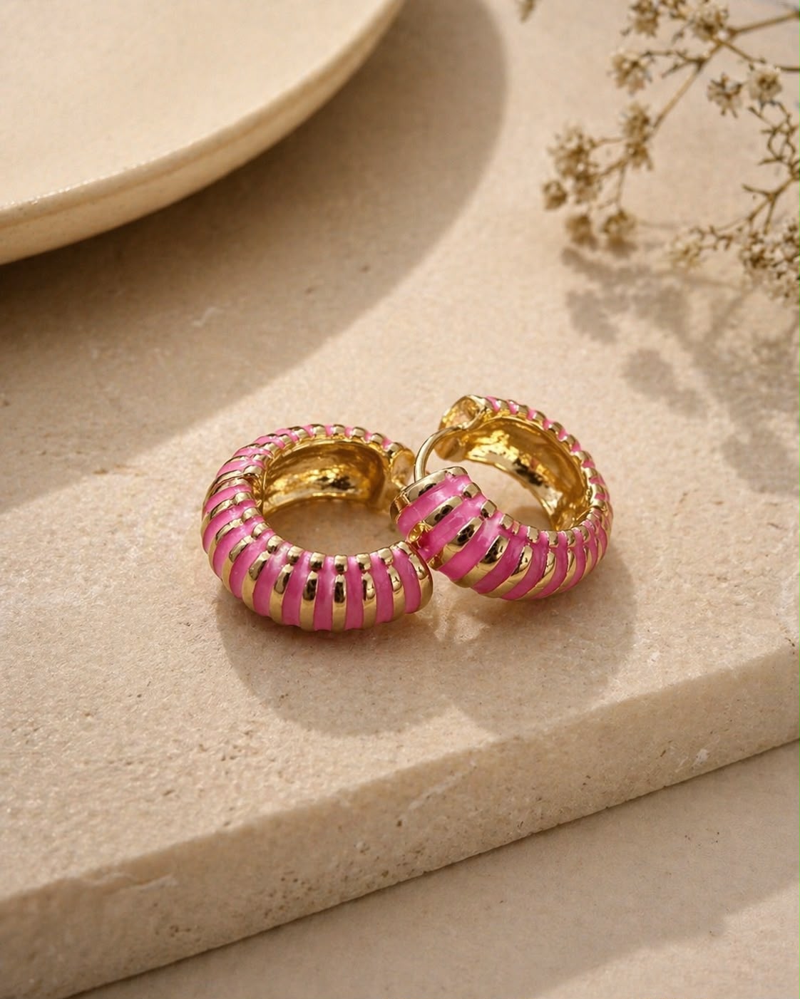 Pink Stripe Enamel Hoop