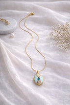 Mint Blue & Teal Stone Enamel Locket Necklace