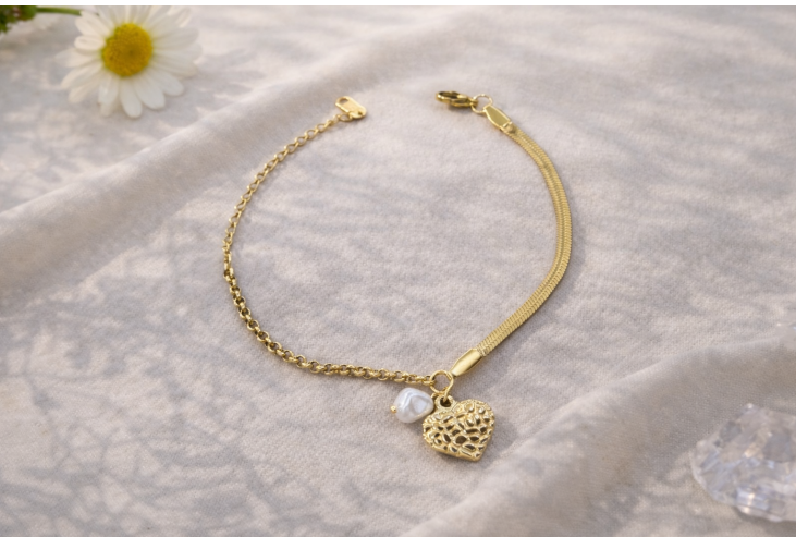 Dual Chain Heart Bracelet