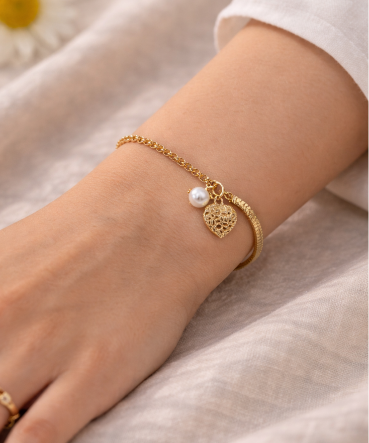 Dual Chain Heart Bracelet