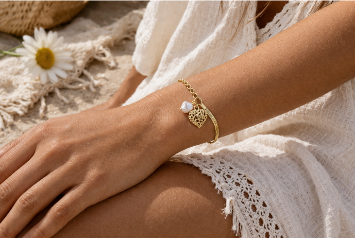 Dual Chain Heart Bracelet