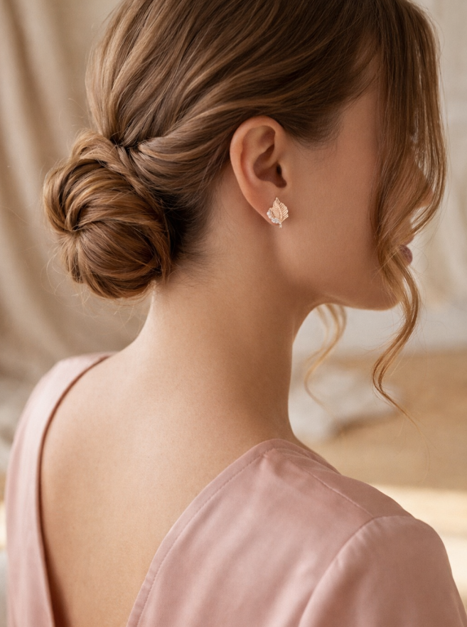 Golden Leaf Grace Studs