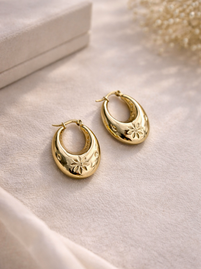 Golden Petal Hoops
