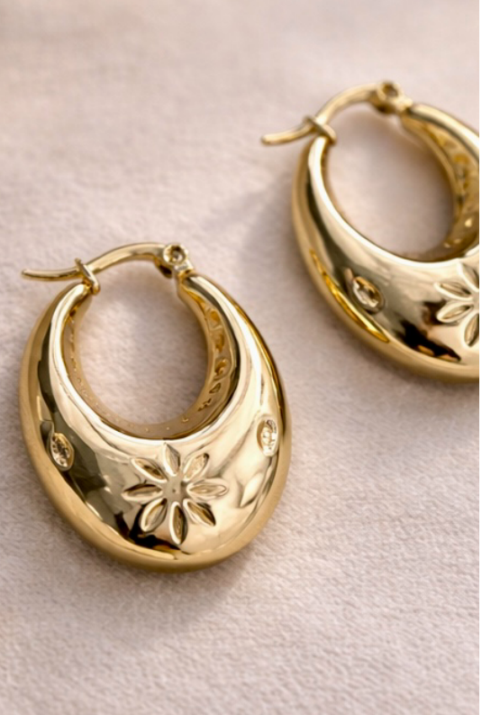 Golden Petal Hoops