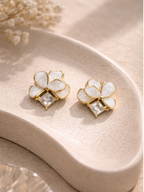 Ivory Petal Crystal Stud