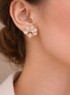 Ivory Petal Crystal Stud