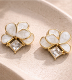 Ivory Petal Crystal Stud
