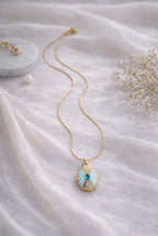 Mint Blue & Teal Stone Enamel Locket Necklace